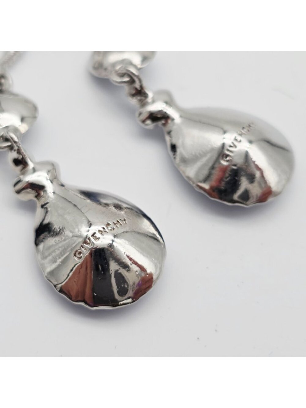 Givenchy Silver-Tone Blue Crystal Drop Earrings With Leverback Closure - Picture 6 of 6